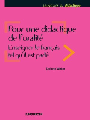 cover image of Pour une didactique de l'oralité--Ebook